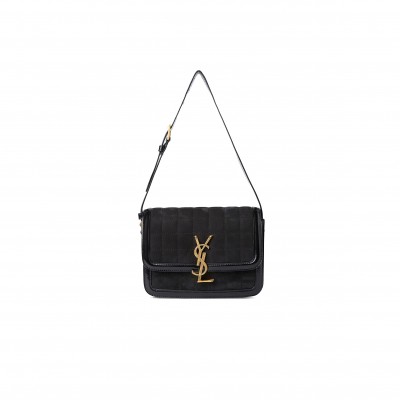 YSL SOLFERINO SMALL IN QUILTED NUBUCK SUEDE AND BRUSHED LEATHER 739139AABR91000 (18.5*14*6cm)